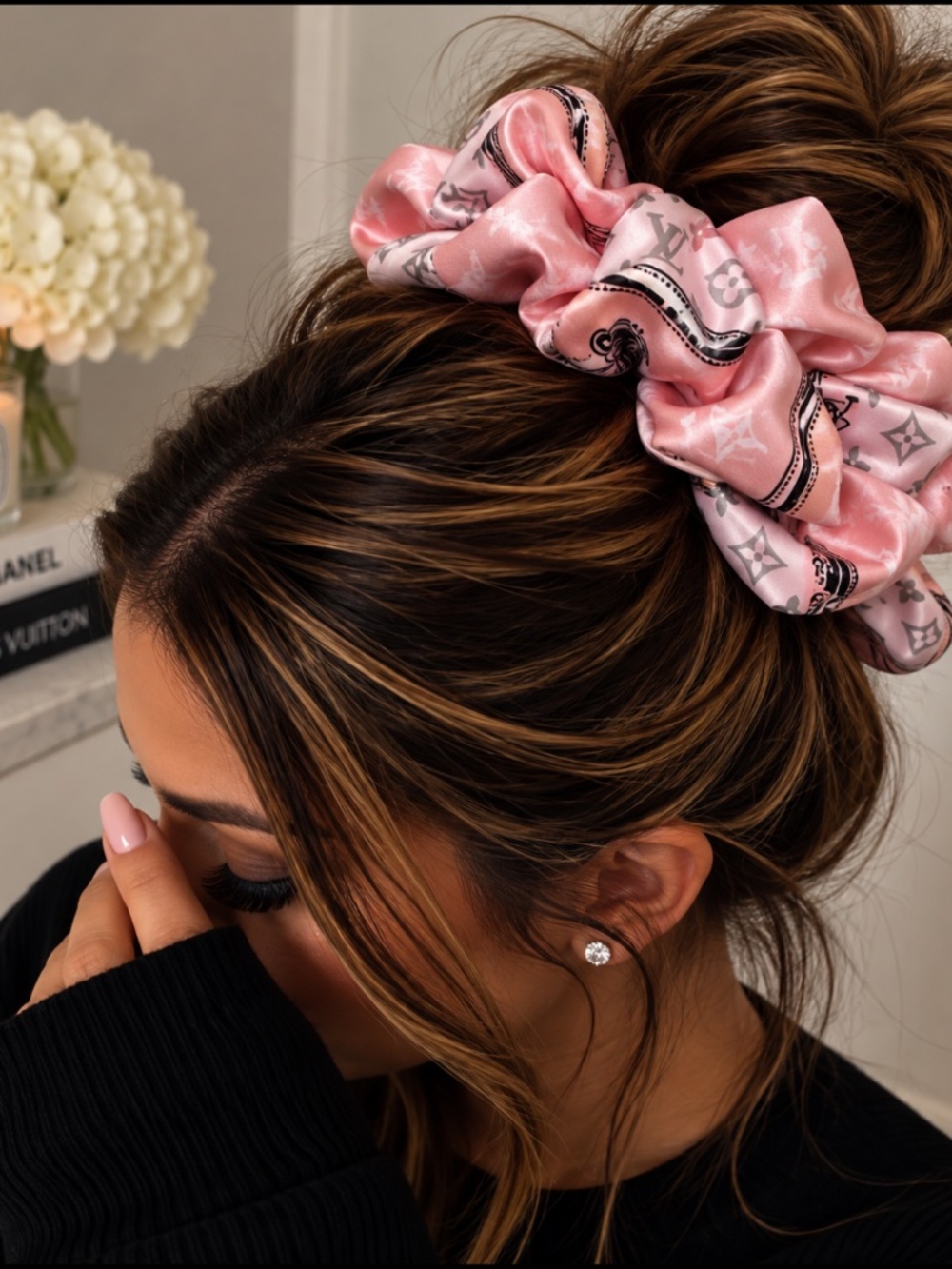 Pink Colorful Printed Scrunchie NEW